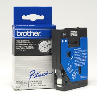 Brother páska černá na bílé, 9mm/7,7m, TC-291